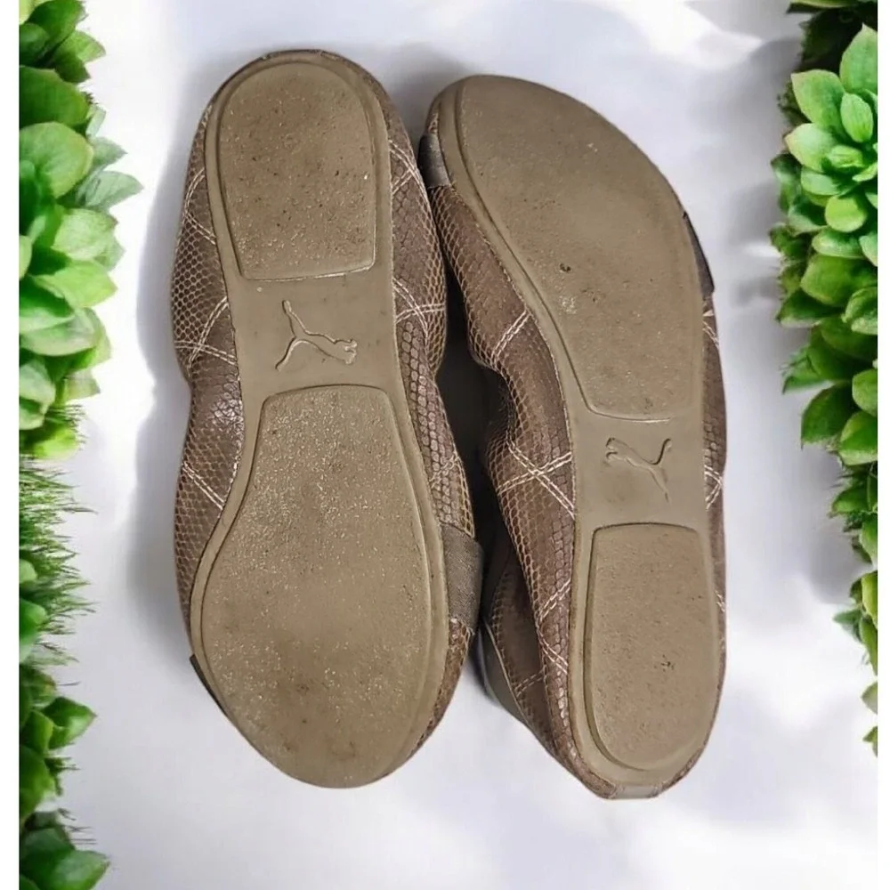 Puma Rhythm Ballet Flats Elastic Strap Comfort Walking‎ Tan Shoes Size US 11
